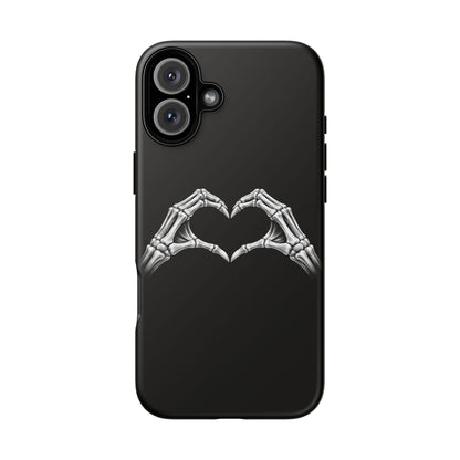 Skeleton Hands Heart Phone Case | Gothic Black Protective Cover