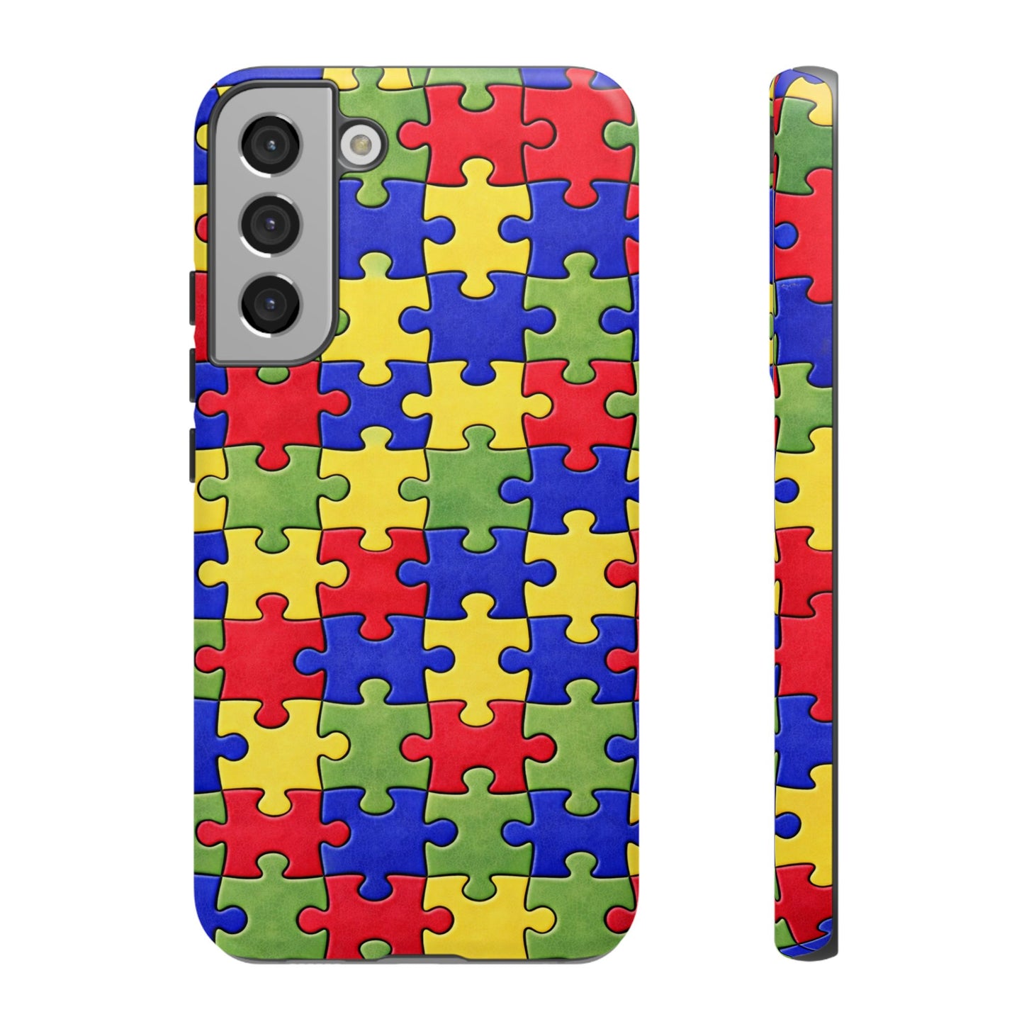 Colorful Puzzle Phone Case, Autism Awareness Jigsaw Design, Tough Protective Case, iPhone & Samsung Case, Vibrant Puzzle Pattern