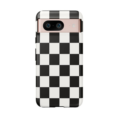 Black & White Checkerboard Phone Case – Classic Aesthetic Tough Protective Case