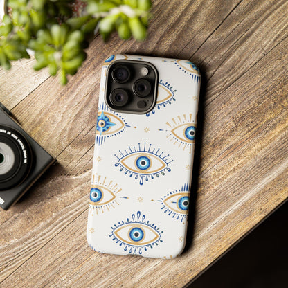 Blue Evil Eye Phone Case – Protective Slim Shockproof Cover for Iphone, Samsung Galaxy and Pixel