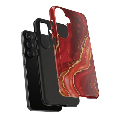 Red Agate Marble Phone Case – Gold Vein Luxury Stone Tough Case (iPhone, Samsung, Pixel)