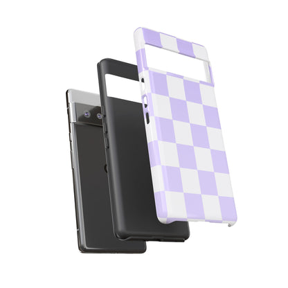 Lavender Checkerboard Phone Case | Pastel Aesthetic Checkered iPhone & Samsung Tough Case