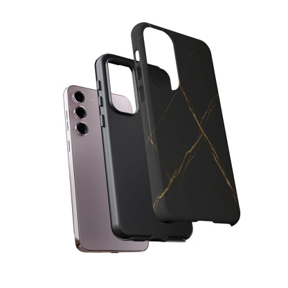 Black Marble Phone Case with Gold Veins | Minimal Luxury Tough Case