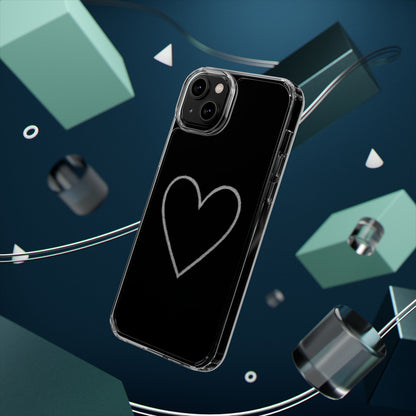 Minimal Hand-Drawn Heart Clear Phone Case | Aesthetic Clear Protective Case
