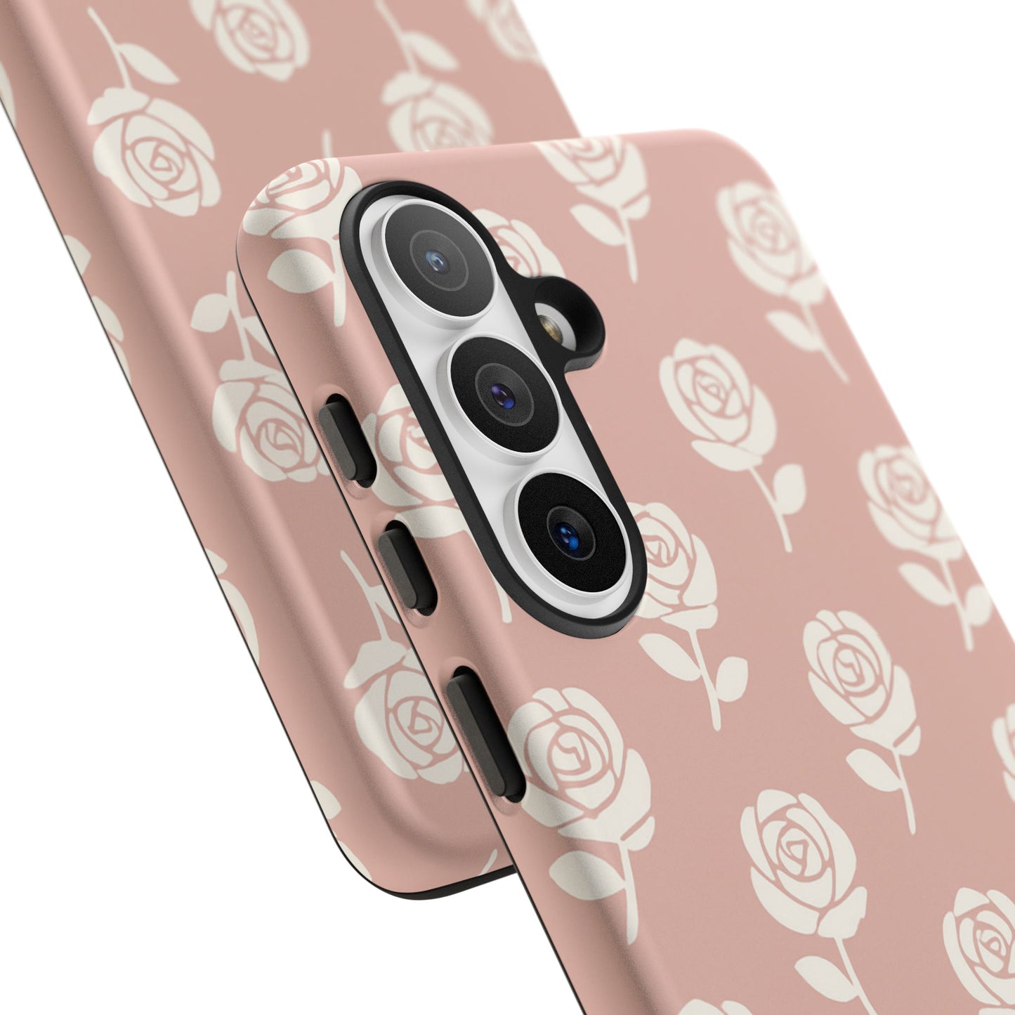 White Rose Pattern Tough Phone Case | Elegant Floral Aesthetic Case for Iphone, Samsung Galaxy and Pixel