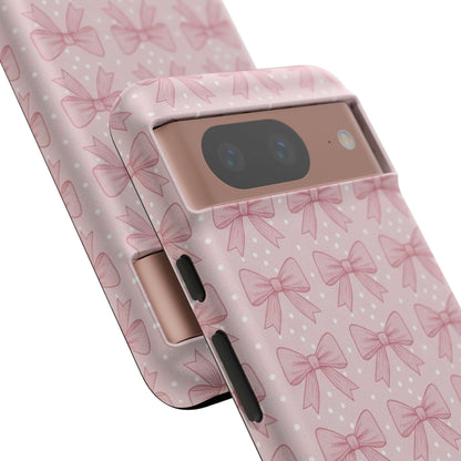 Pink Bow Pattern Phone Case – Soft Coquette Aesthetic Tough Case