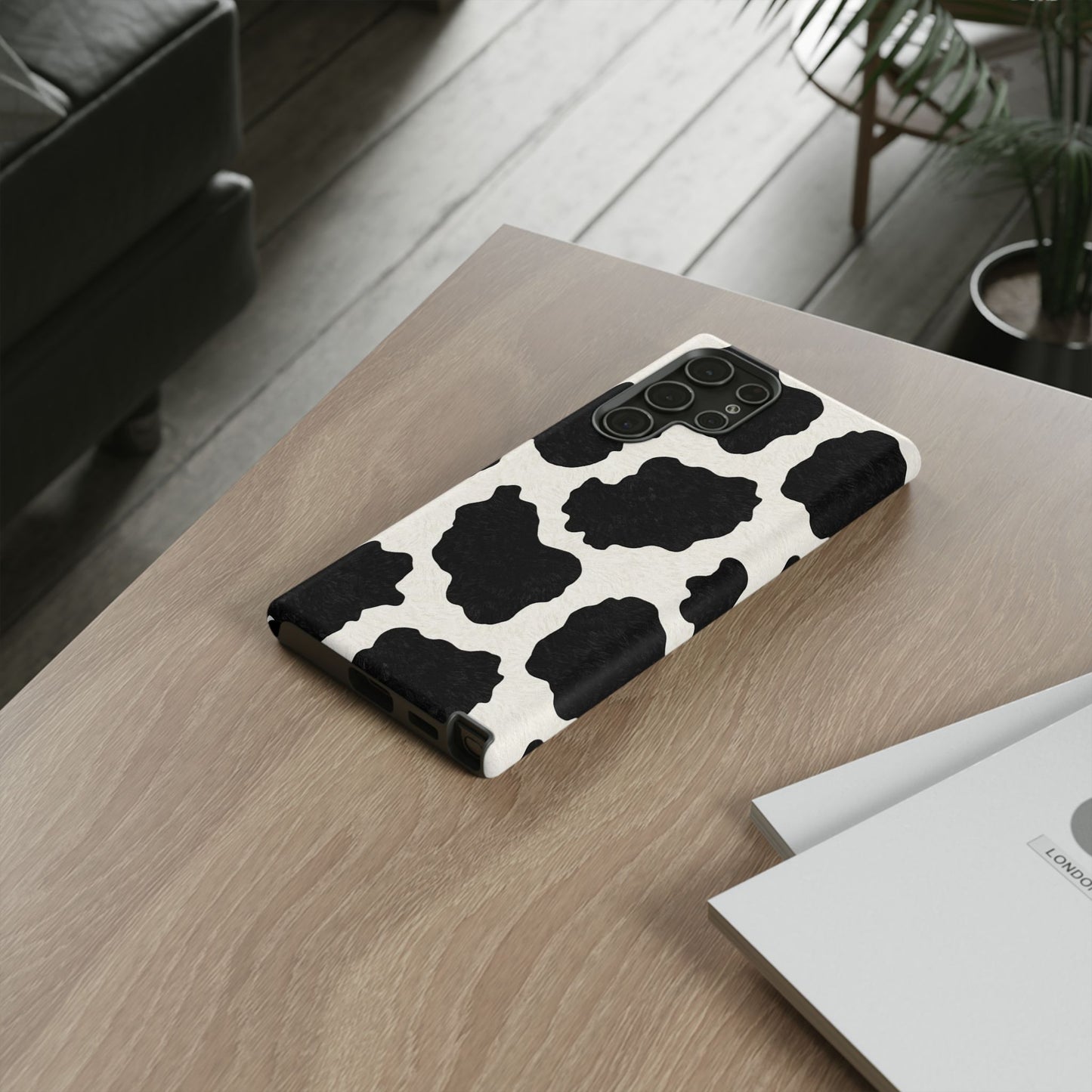 Black & White Cow Print Phone Case | Western Aesthetic iPhone & Samsung Tough Case