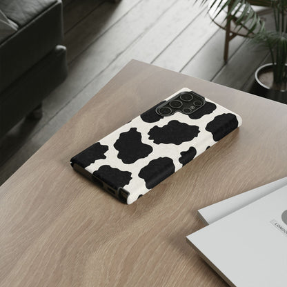 Black & White Cow Print Phone Case | Western Aesthetic iPhone & Samsung Tough Case