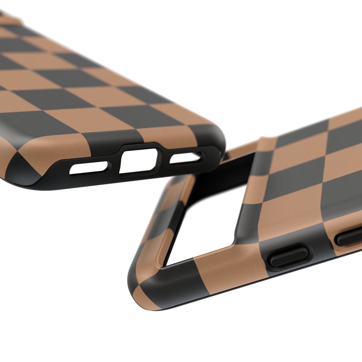 Brown Checkered Phone Case | Aesthetic Checkerboard iPhone & Samsung Tough Case