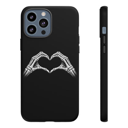 Skeleton Hands Heart Phone Case | Gothic Black Protective Cover