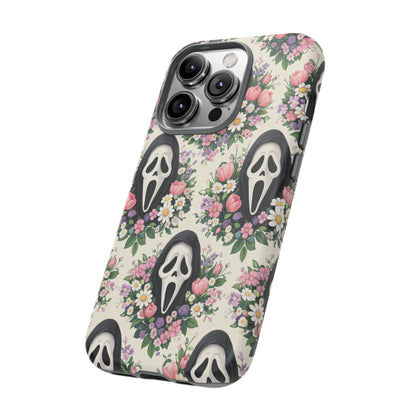 Floral Ghost Face Aesthetic Phone Case – Cute Spooky Tough Cover