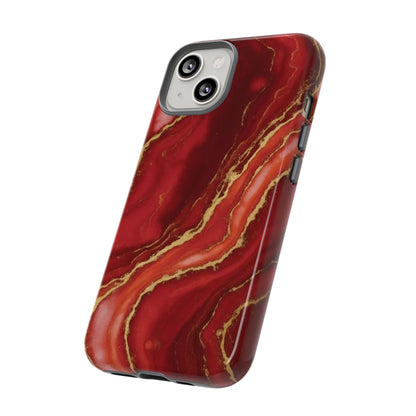 Red Agate Marble Phone Case – Gold Vein Luxury Stone Tough Case (iPhone, Samsung, Pixel)