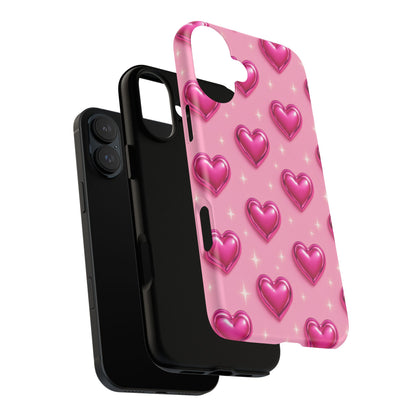 Pink Heart Pattern Phone Case | Tough Protective Case for Iphone, Samsung Galaxy and Pixel