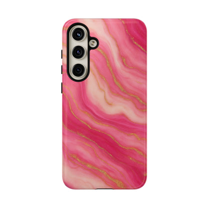 Pink Marble Phone Case | Rose Gold Swirl Aesthetic Tough Protective Case