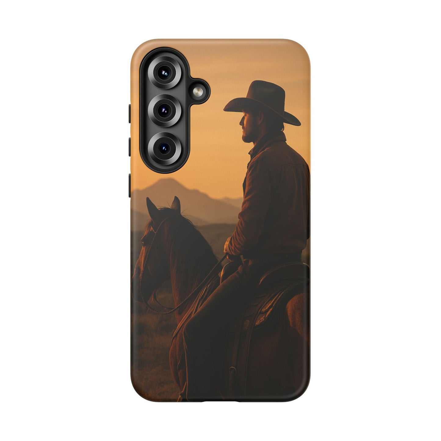 Western Cowboy Sunset Phone Case | Horse Rider Desert Aesthetic Tough Protective Case