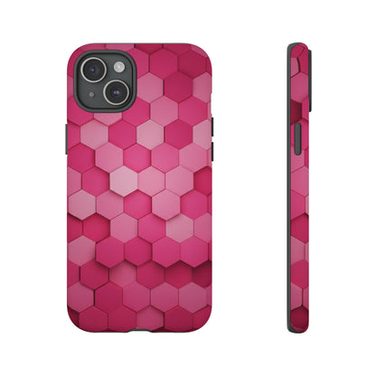 Hot Pink Hexagon Phone Case | Honeycomb Geometric Aesthetic | Cute Pink iPhone & Samsung Tough Protective Case