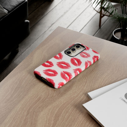 Red Lipstick Kiss Phone Case – Sexy Lip Print Pattern Tough Protective Cover