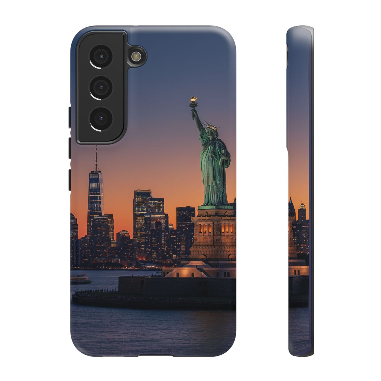 Statue of Liberty Sunset Phone Case – New York City Skyline Travel Aesthetic Tough Case
