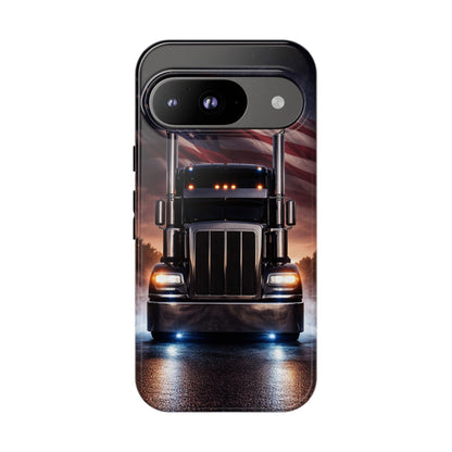 Semi Truck Phone Case American Flag Big Rig Trucker Gift iPhone Samsung