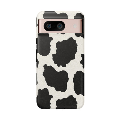 Black & White Cow Print Phone Case | Western Aesthetic iPhone & Samsung Tough Case