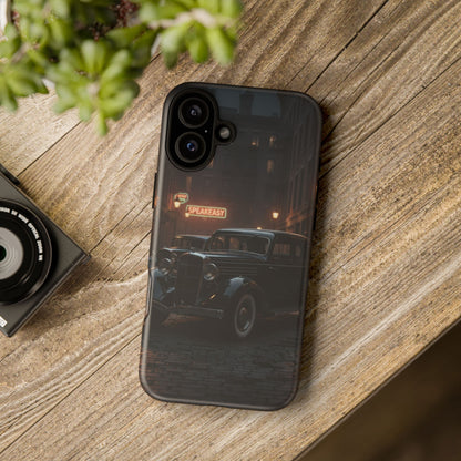 Vintage Classic Car Phone Case | Retro Noir Aesthetic | 1930s Street Scene Tough Case for iPhone & Samsung