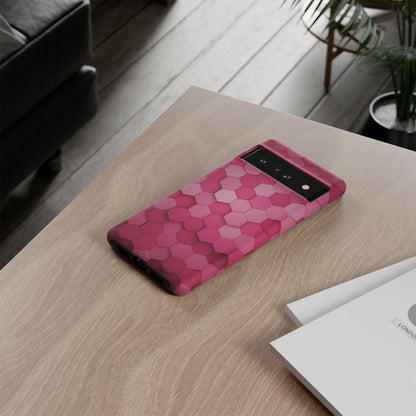 Hot Pink Hexagon Phone Case | Honeycomb Geometric Aesthetic | Cute Pink iPhone & Samsung Tough Protective Case