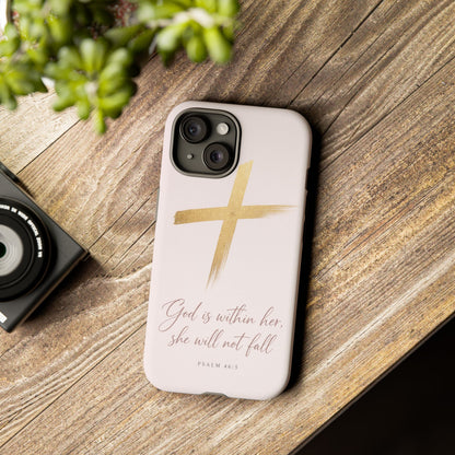 Psalm 46:5 God Is Within Her Christian Cross Phone Case Faith Gift