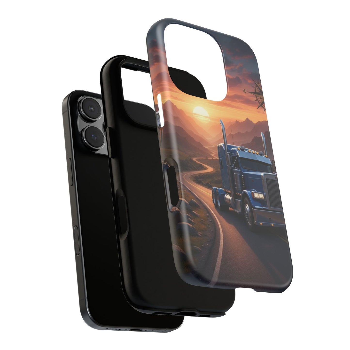 Semi Truck Sunset Phone Case | Trucker Gift | Diesel Truck Highway Road iPhone & Samsung Tough Protective Case