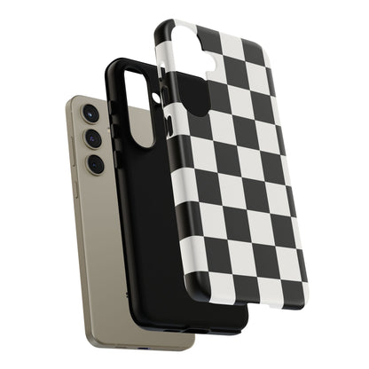 Black & White Checkerboard Phone Case – Classic Aesthetic Tough Protective Case