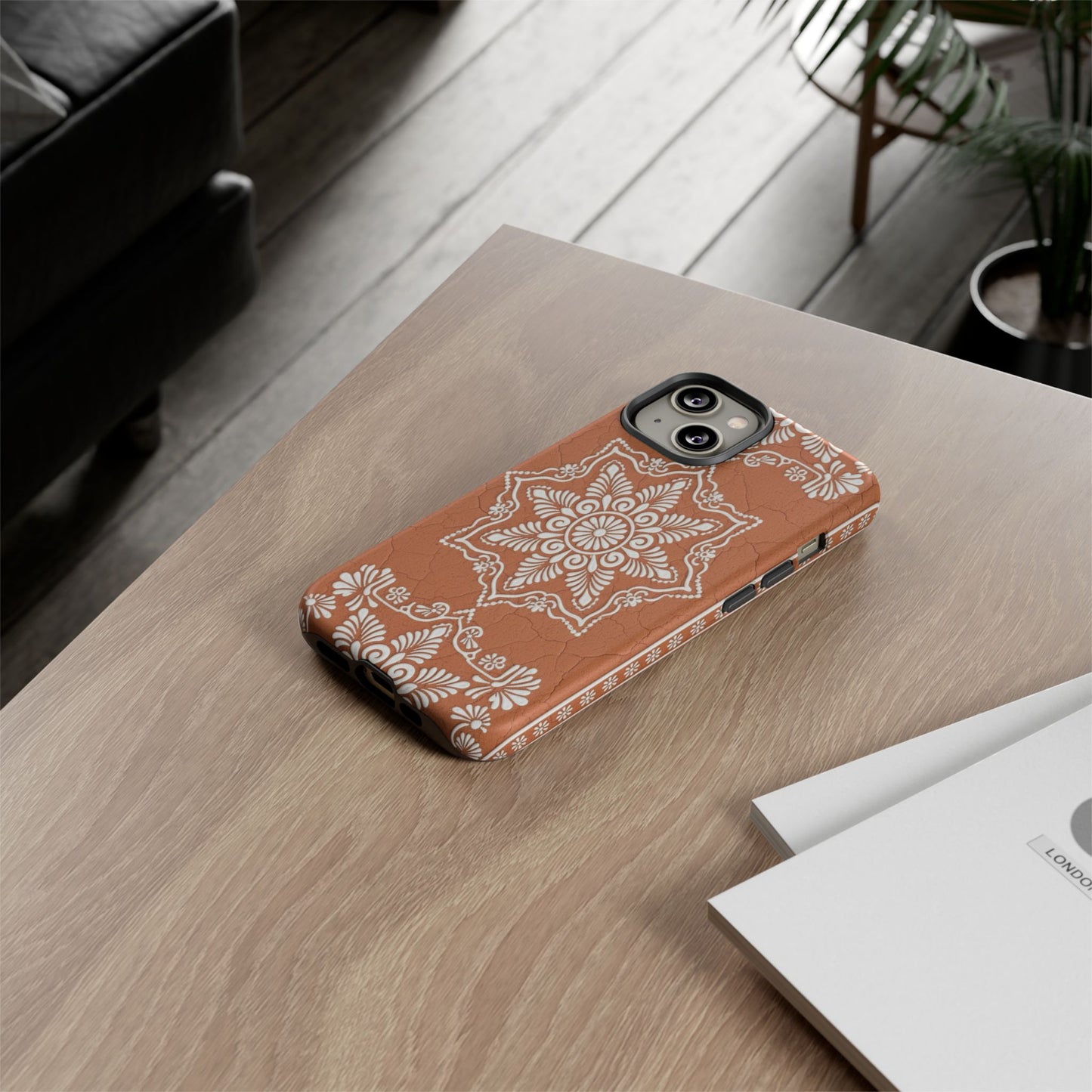 Talavera Terracotta Phone Case | Mexican Floral Pattern iPhone & Samsung Tough Case | Boho Clay Aesthetic Cover