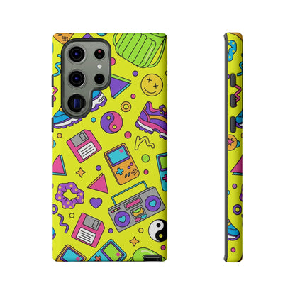 90s Retro Neon Phone Case – Y2K Nostalgia Colorful Icons Tough Protective Case