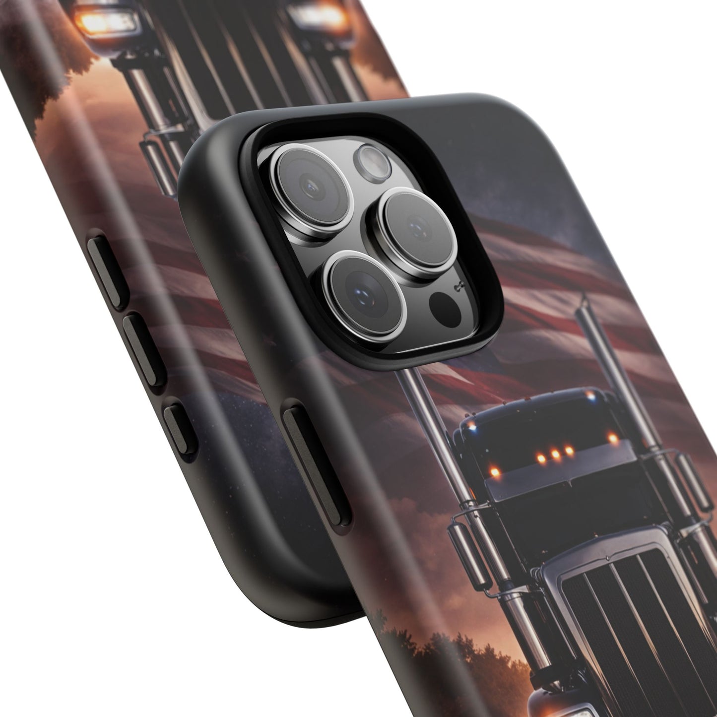 Semi Truck Phone Case American Flag Big Rig Trucker Gift iPhone Samsung