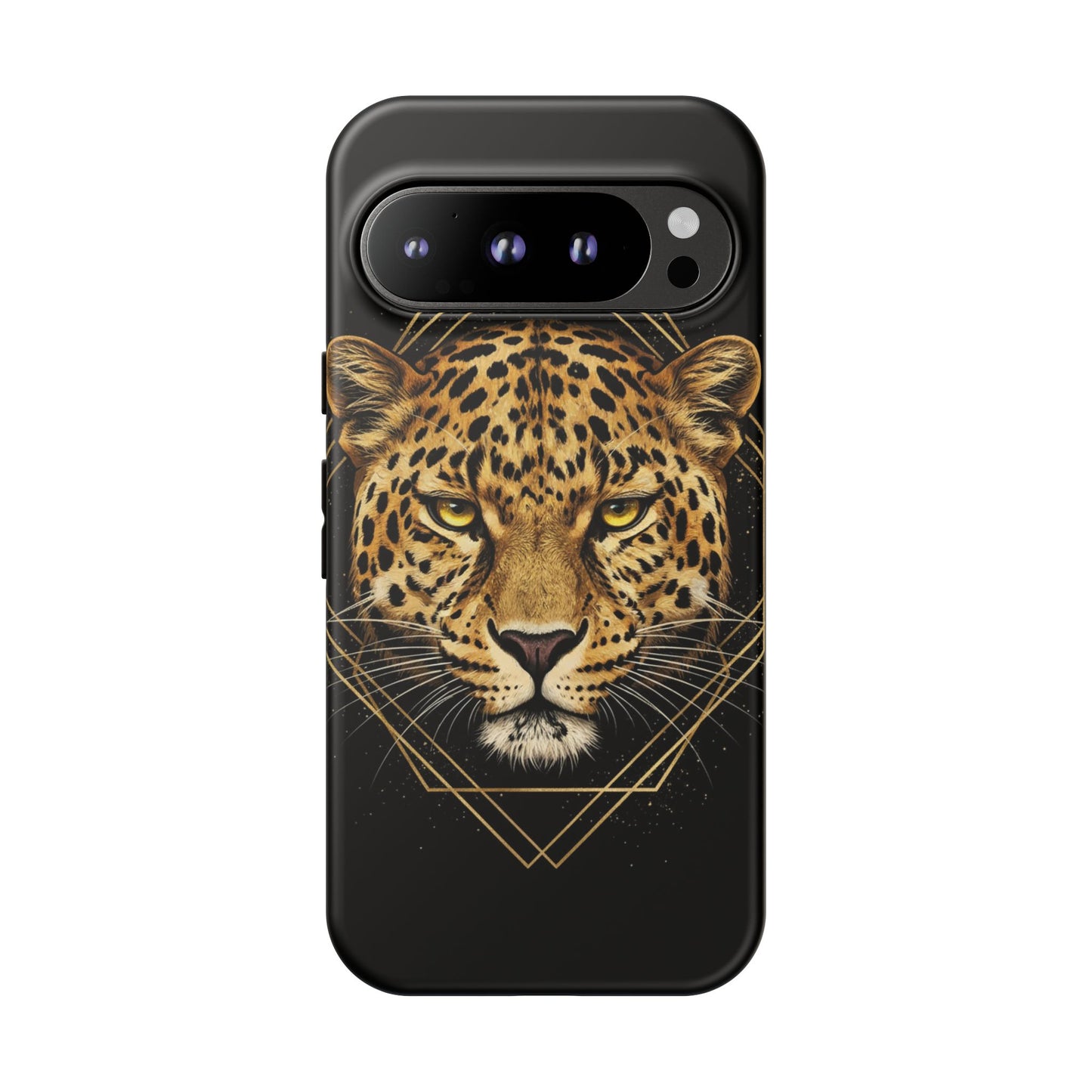 Leopard Phone Case – Black Gold Leopard Head Luxury Animal Tough Case
