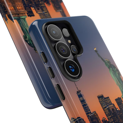Statue of Liberty Sunset Phone Case – New York City Skyline Travel Aesthetic Tough Case