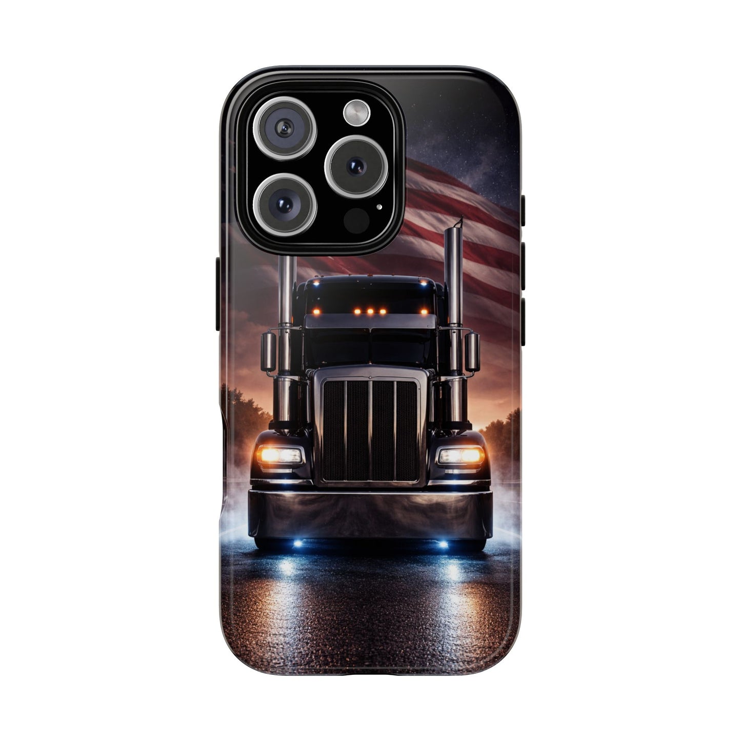 Semi Truck Phone Case American Flag Big Rig Trucker Gift iPhone Samsung