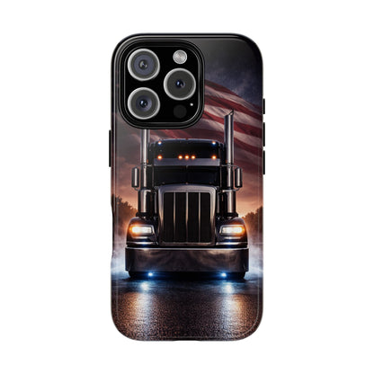 Semi Truck Phone Case American Flag Big Rig Trucker Gift iPhone Samsung