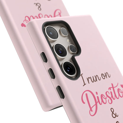 I Run on Diosito y Cafecito Phone Case, Pink Aesthetic Latina Faith Coffee Case, Girly Protective iPhone Samsung Cover