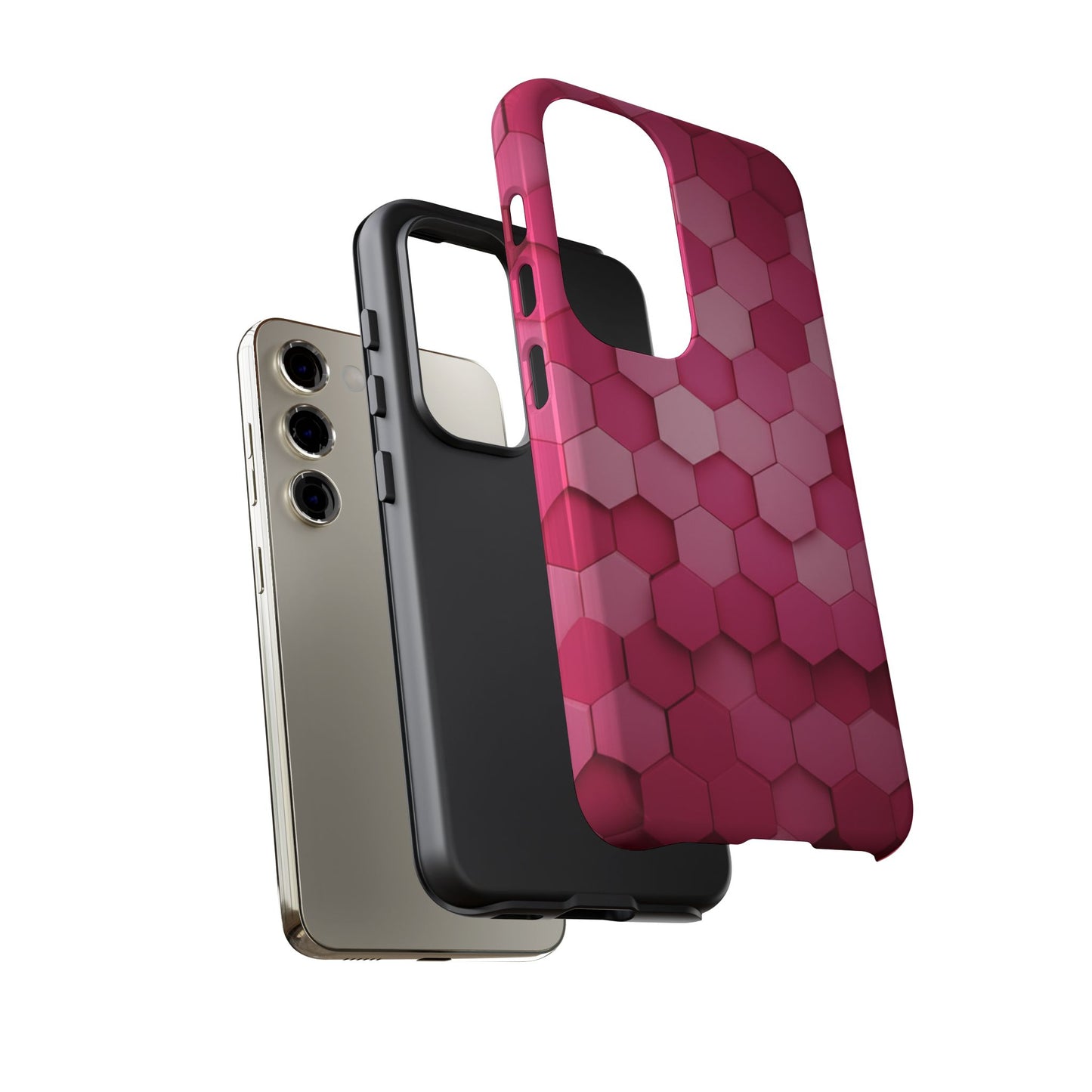 Hot Pink Hexagon Phone Case | Honeycomb Geometric Aesthetic | Cute Pink iPhone & Samsung Tough Protective Case
