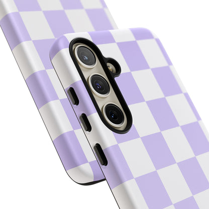 Lavender Checkerboard Phone Case | Pastel Aesthetic Tough Case