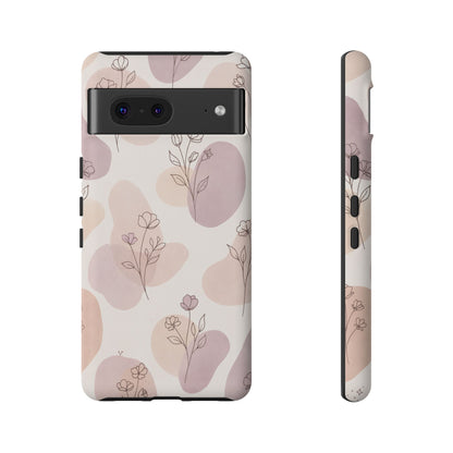 Blush Floral Phone Case Neutral Botanical Watercolor Tough Cover