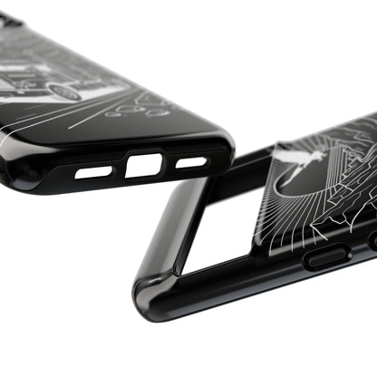 Trucker Highway Phone Case | Eagle & Mountain Line Art | Black Western Tough Case
