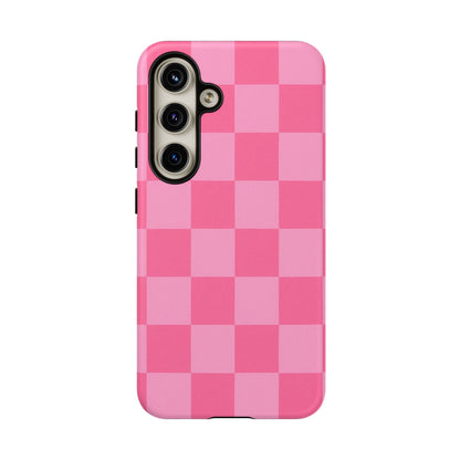 Pink Checkerboard Phone Case | Cute Aesthetic Checkered iPhone & Samsung Tough Case