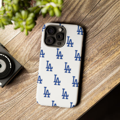 Blue LA Monogram Pattern Phone Case | Minimal Baseball Inspired Tough Cover