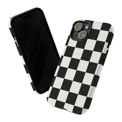 Black & White Checkerboard Phone Case – Classic Aesthetic Tough Protective Case