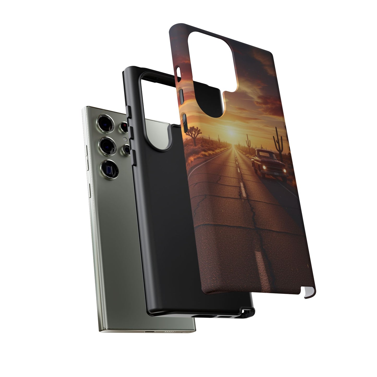 Route 66 Sunset Desert Highway Phone Case – Road Trip Travel Aesthetic Tough Case