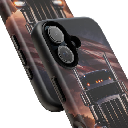 Semi Truck Phone Case American Flag Big Rig Trucker Gift iPhone Samsung