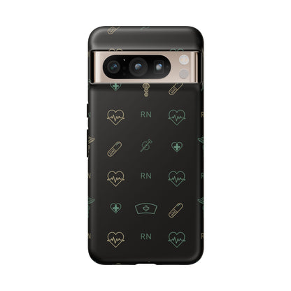 RN Nurse Phone Case – Minimal Medical Icon Pattern Healthcare Worker Tough Case
