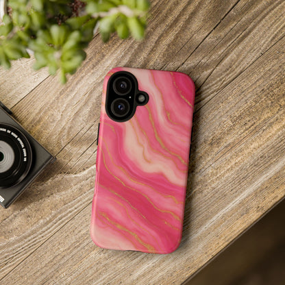 Pink Marble Phone Case | Rose Gold Swirl Aesthetic Tough Protective Case