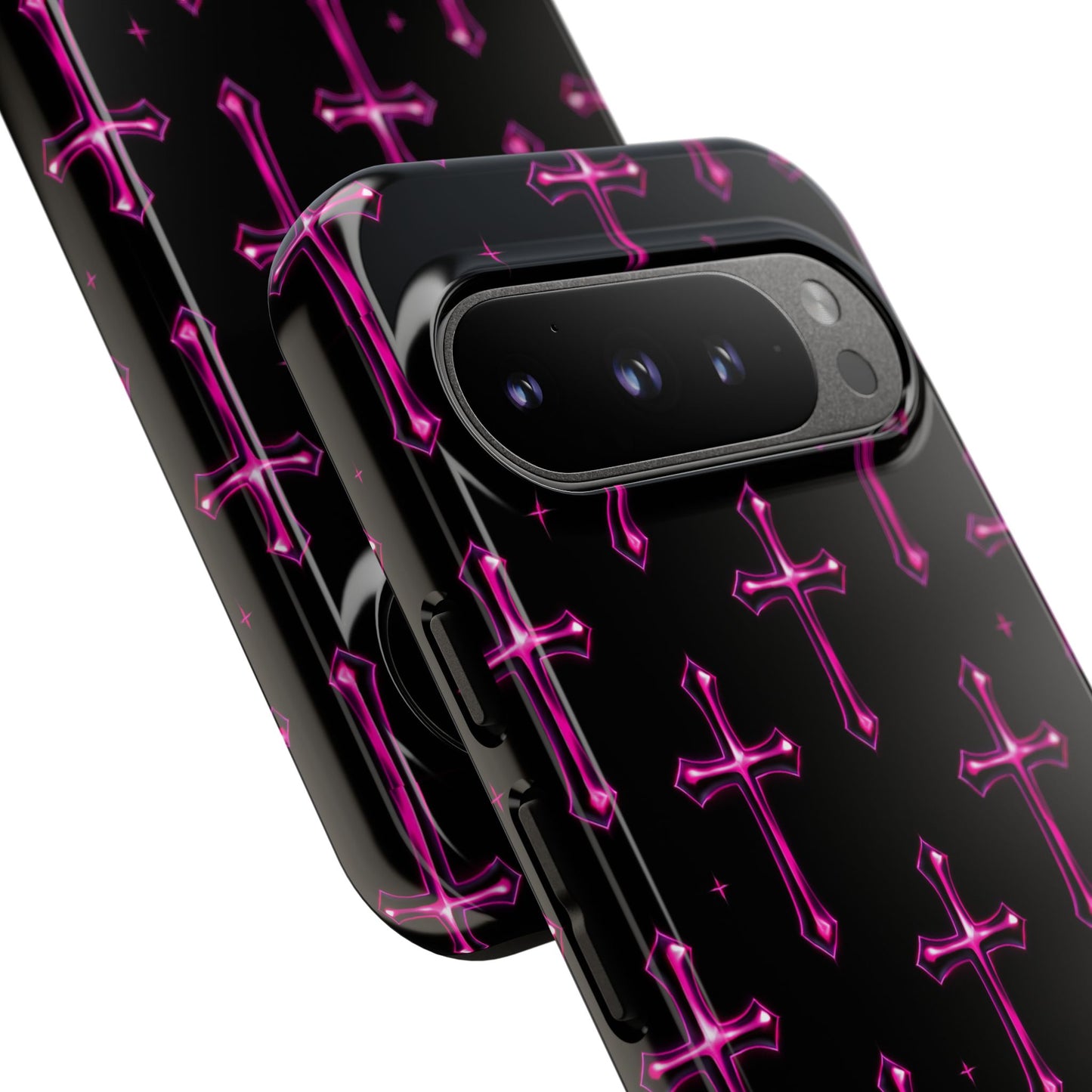 Neon Pink Cross Pattern Phone Case | Tough Protective Case for Iphone, Samsung Galaxy and Pixel