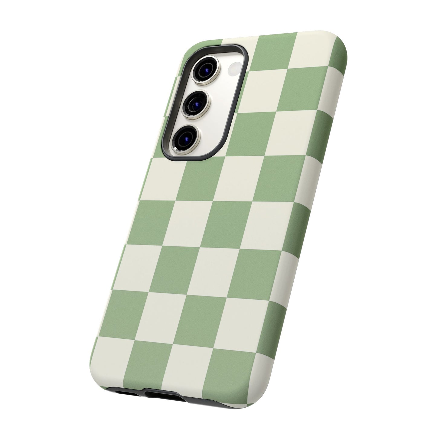 Sage Green Checkerboard Phone Case | Minimal Aesthetic Checkered iPhone & Samsung Tough Case
